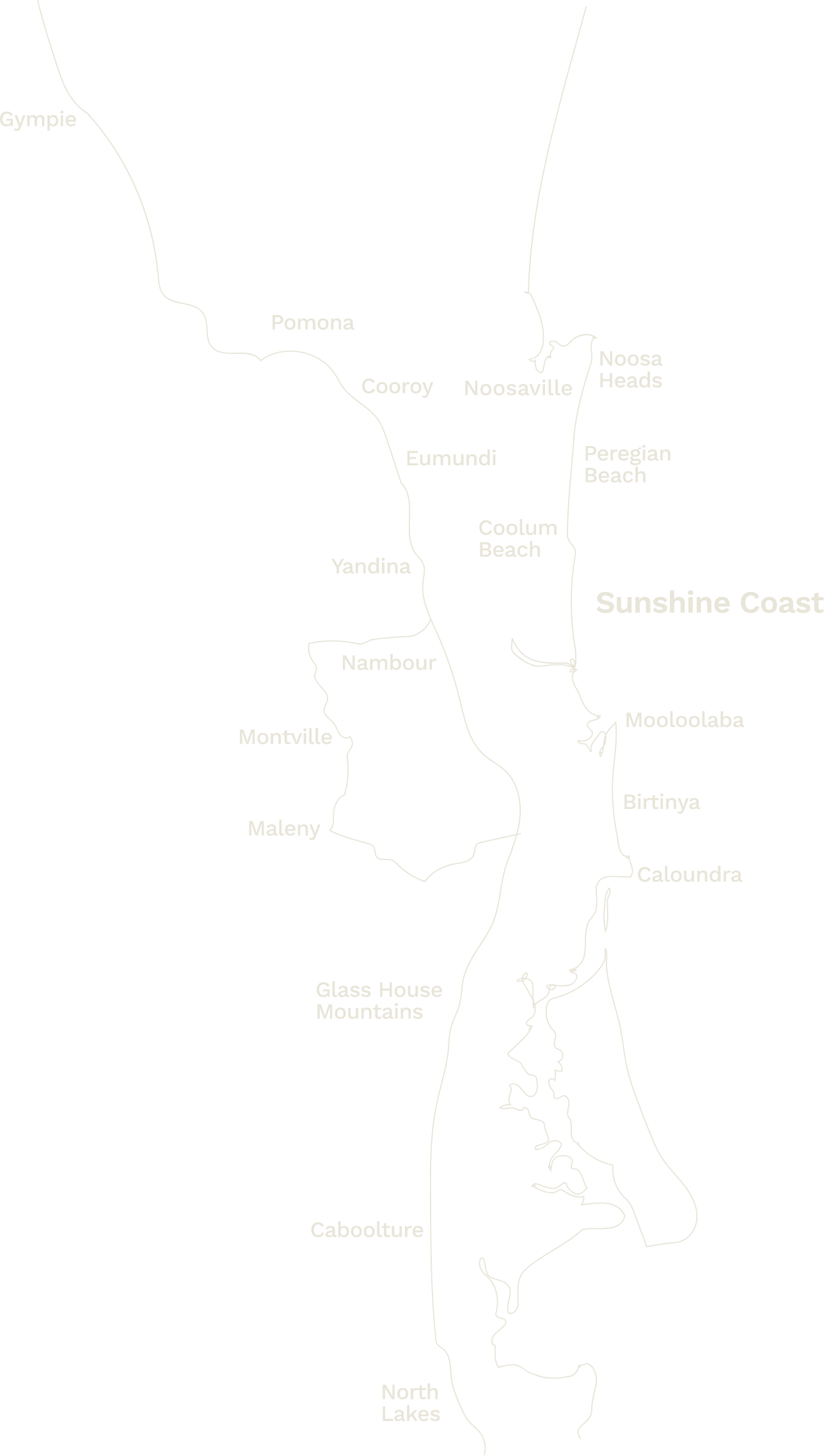 image of water on the sunshine coast and a map to show property buyer service areas